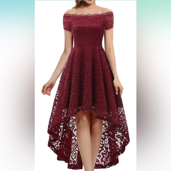 Burgundy, bridesmaid dress, cocktail dress - Picture 3 of 3